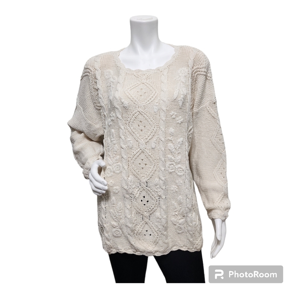 Vintage Exclusive Imports Cleam Boho Coastal Cowgirl Sweater Size 44